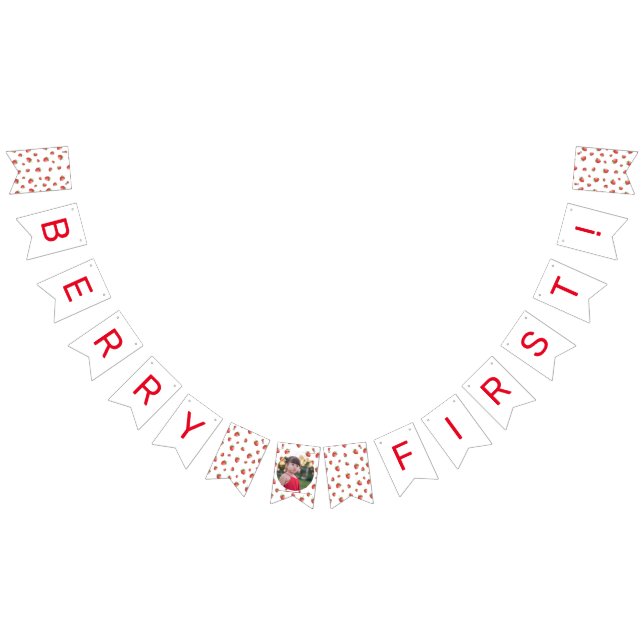 Jordgubbe 1:a födelsedag Berry 1:a foto Vimplar (Alla)