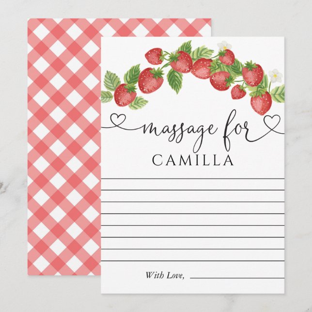 Jordgubbe 1:a födelsedag Kapselanteckning Kort (Fram/baksida)