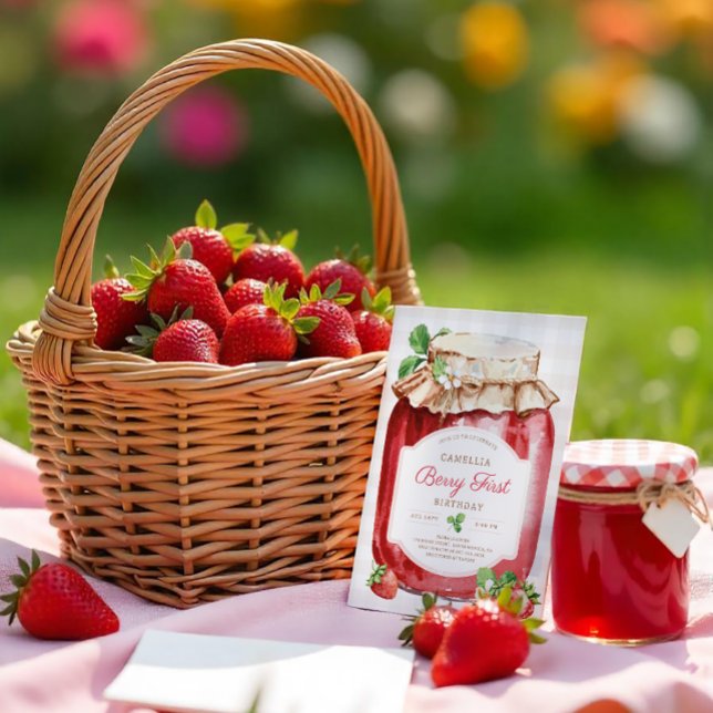 Jordgubbe 1:a födelsedagen, Berry First, Berry Syl Inbjudningar (Skapare uppladdad)