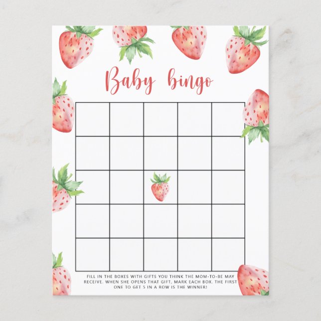 Jordgubbe - Baby shower bingo spel (Framsida)