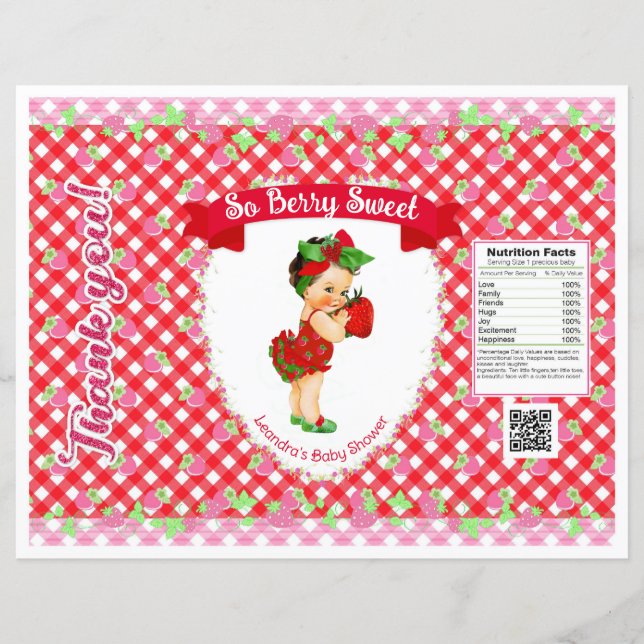 Jordgubbe Baby Theme Red Gingham Chip Bag (Framsida)