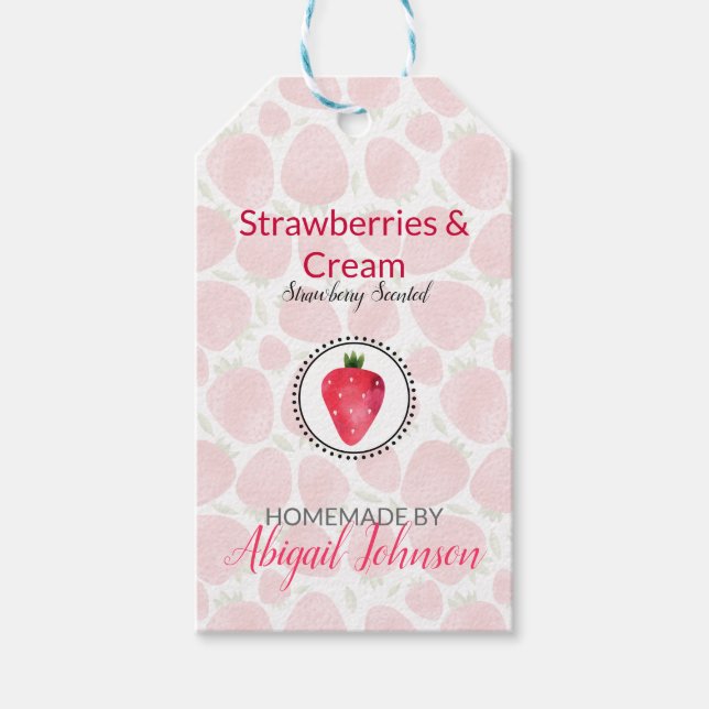Jordgubbe Bad & Kroppsetikett | Produktetikett Presentetikett (Framsidan)