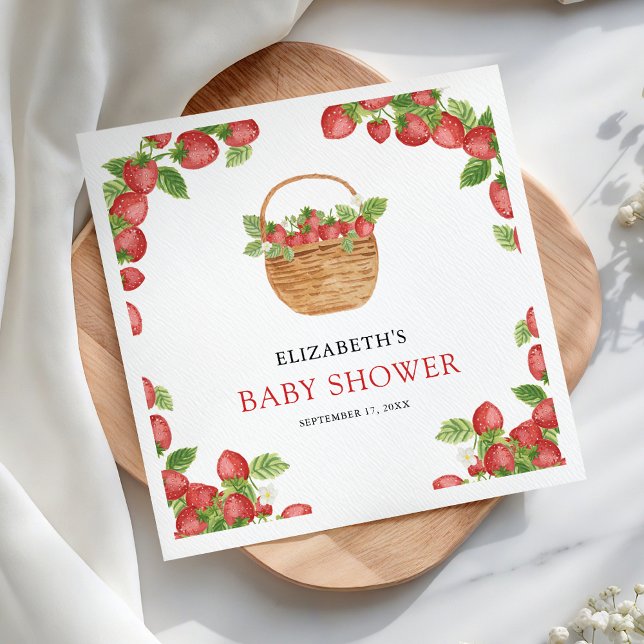 Jordgubbe Basket Berry Sweet Baby Shower Pappersservett (Skapare uppladdad)