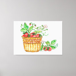 Jordgubbe Basket Canvastryck