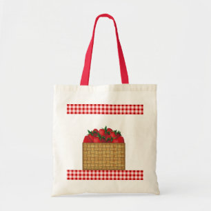 Jordgubbe Basket Tote Bag Tygkasse