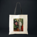 Jordgubbe Beer Guy - Vintage Ephemera Collage Tygkasse<br><div class="desc">En promenadaffischtavla från 1800-talet som på något sätt håller ett gigantiskt jordgubbsbär framför en lada och fönsterdörr sak.</div>