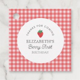 Jordgubbe Berry First Red Plaid Tack Gåvor Etiketter