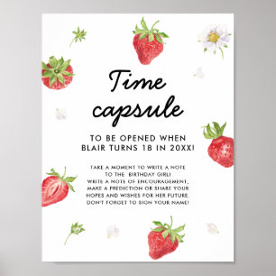Jordgubbe Berry Första födelsedag Kapsel Poster