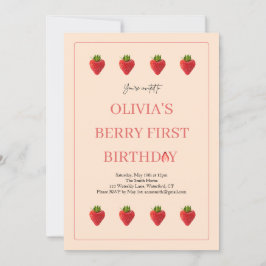 Jordgubbe Berry Fruit Födelsedagsfest inbjudan