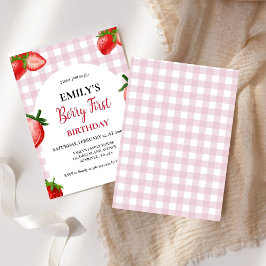 Jordgubbe Berry Girl First Birthday| Berry Sweet Inbjudningar