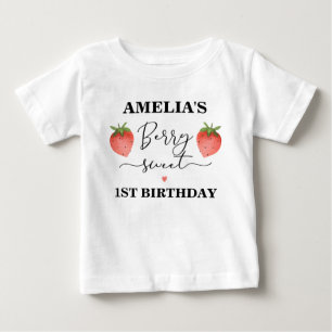 Jordgubbe Berry söt 1:a födelsedag t-shirt