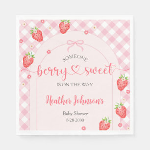 Jordgubbe Berry Söt Babyflicka Baby Shower Pappersservett