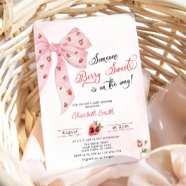 Jordgubbe Berry Söt Rosa Ros Cuten Bebis Shower Inbjudningar