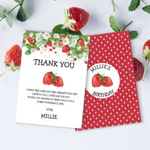 Jordgubbe Berry Sweet 1st Birthday Tack du Card Kort