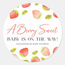 Jordgubbe Berry Sweet Baby Shower Favor Runt Klistermärke