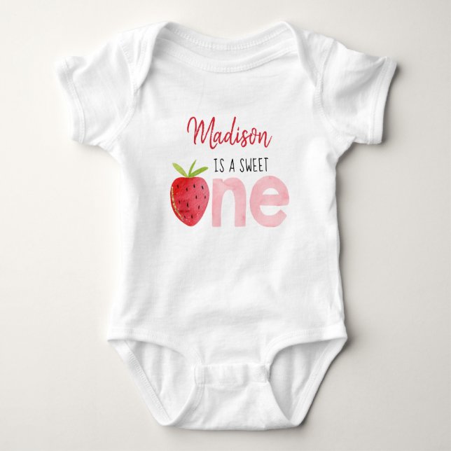 Jordgubbe Berry Sweet First Birthday T Shirt (Framsida)