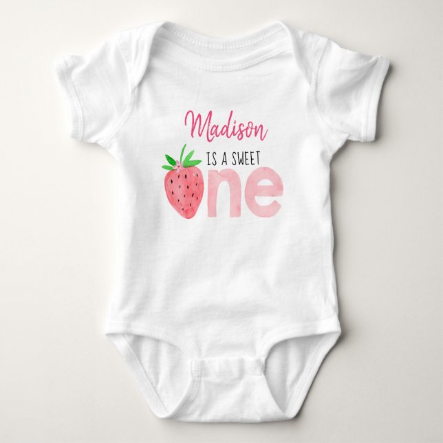 Jordgubbe Berry Sweet First Birthday T Shirt (Framsida)