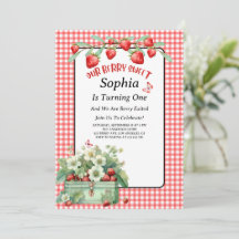 Jordgubbe Berry Sweet First Födelsedagsfest