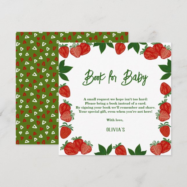 Jordgubbe Berry Sweet Fruit Fresh Gift Baby bok Inbjudningar (Fram/baksida)