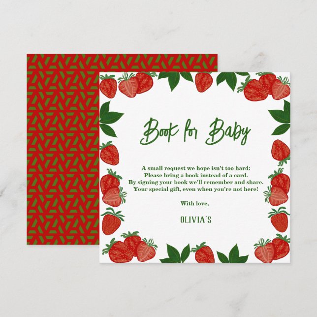 Jordgubbe Berry Sweet Fruit Fresh Gift Baby Inbjudningar (Fram/baksida)