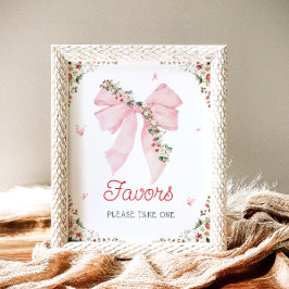 Jordgubbe Berry Sweet Rosa Bow Baby Shower-favorit Poster