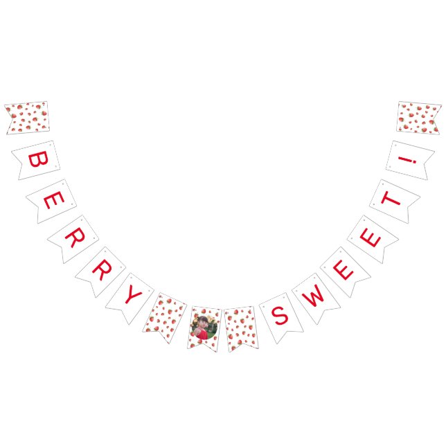 Jordgubbe Birthday Berry Sweet Photo Vimplar (Alla)