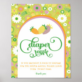 Jordgubbe | Blommigt Diaper Raffle Sign Poster