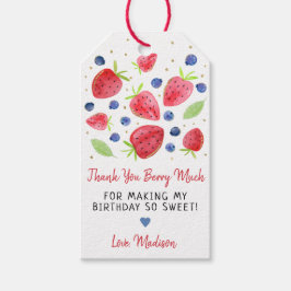 Jordgubbe Blueberry Berry Sweet Birthday Presentetikett