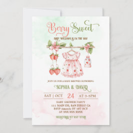 Jordgubbe Boho Clothes Girl Baby Shower Inbjudningar