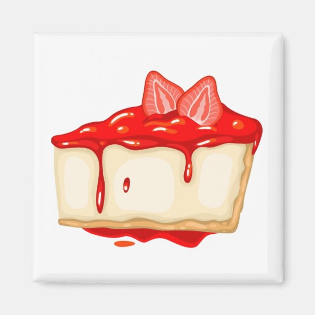 Jordgubbe Cheesecake delin tårta Magnet (Framsidan)