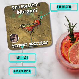 Jordgubbe Daiquiri Cocktail Party Underlägg Papper Kvadrat