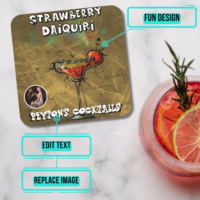 Jordgubbe Daiquiri Cocktail Party Underlägg Papper Kvadrat (Please enjoy our design and see the others in the collection.)