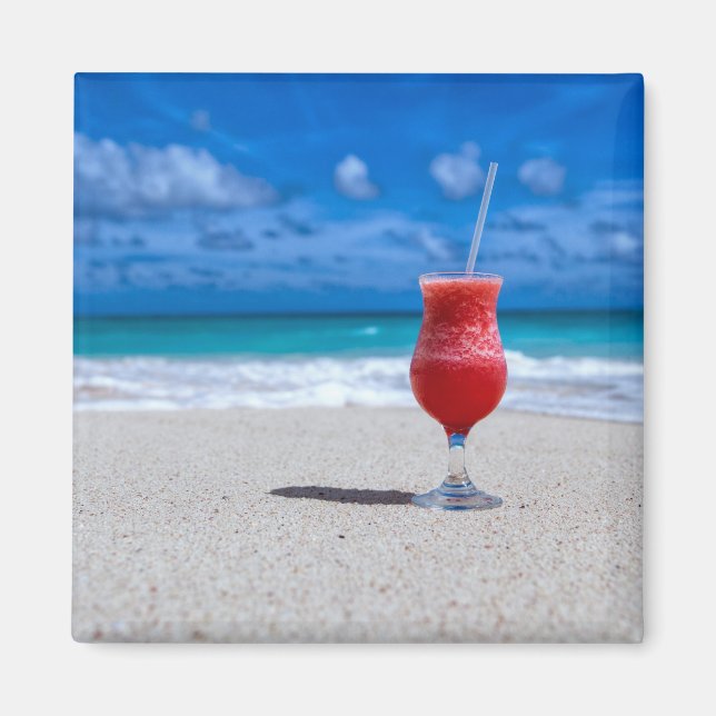 Jordgubbe Daiquiri Tropical Slå Caribbean Beach Magnet (Framsidan)