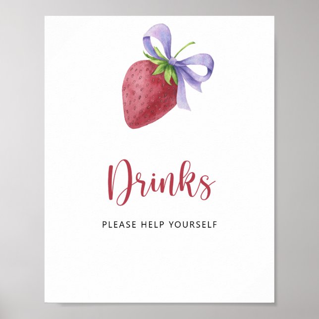 Jordgubbe - Drinks hjälper dig själv Poster (Framsidan)
