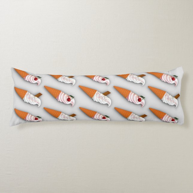 Jordgubbe eller Vanilla? Grått Body Pillow Kroppskudde (Framsidan)
