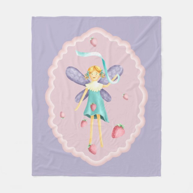 Jordgubbe Fairy 2 Fleece Blanket (Framsidan)