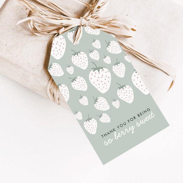 Jordgubbe Fält Berry Sweet Teal Girl Favor Presentetikett (Skapare uppladdad)