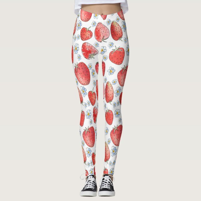 Jordgubbe Fält: Sommarfriskhet Leggings (Framsida)