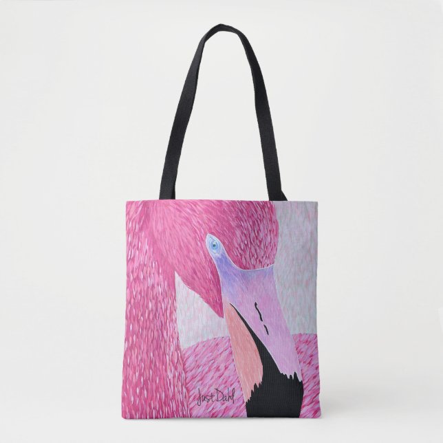 Jordgubbe - Flamingo Tote Bag Tygkasse (Framsida)