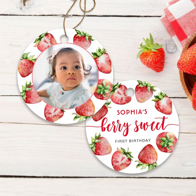 Jordgubbe första födelsedag Berry Sweet Julgransprydnad Keramik (Skapare uppladdad)