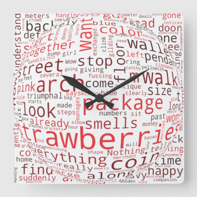 Jordgubbe Fyrkantig Klocka (Framsida)