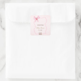 Jordgubbe,Gås,Båg Ram Dots Baby Shower Fyrkantigt Klistermärke