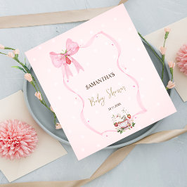 Jordgubbe,Gås,Båg Ram Dots Baby Shower Pappersservett