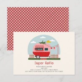 Jordgubbe Gingham Berry Baby Shower Diaper Raffle Tilläggskort