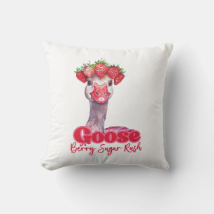 Jordgubbe Goose Funny Goose med jordgubbar Kudde