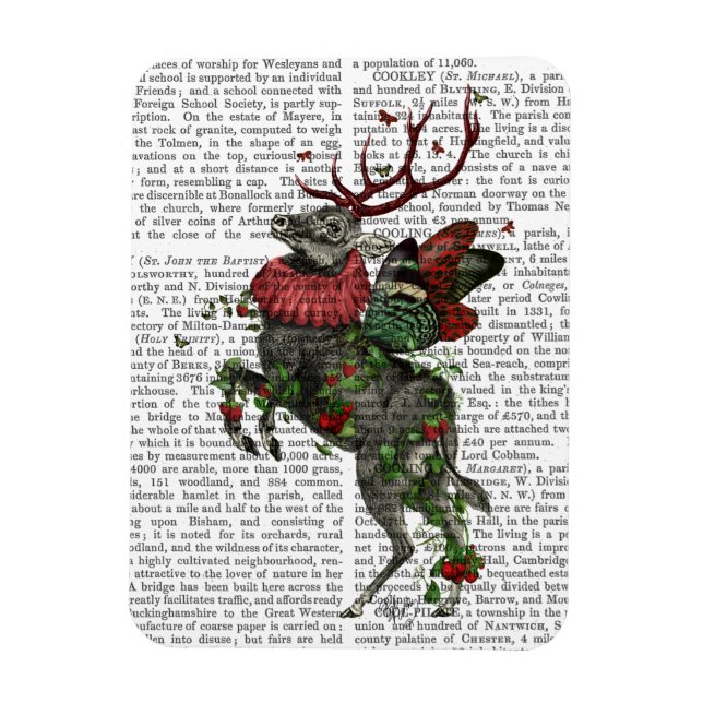 Jordgubbe Hjort Magnet (Vertikal)