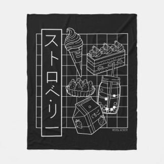 Jordgubbe japanska Anime Aesthetic Vaporwave Fleecefilt