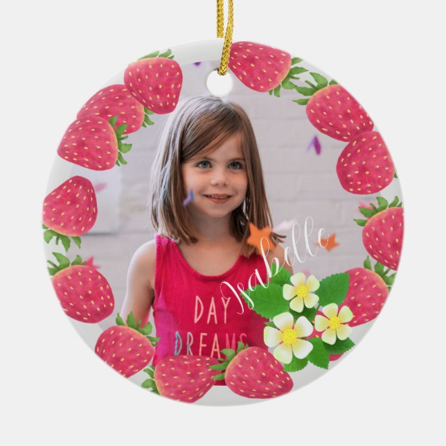 Jordgubbe Julgransprydnad Keramik (Framsidan)