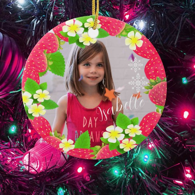 Jordgubbe Julgransprydnad Keramik (Strawberry Christmas Ornament Design. Suitable for Girl Who loves Strawberry.)