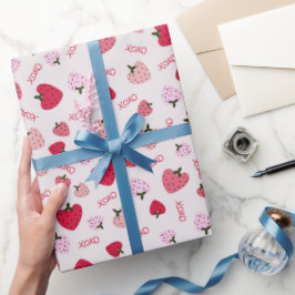 Jordgubbe, kärlek, hjärtxoxo presentpapper